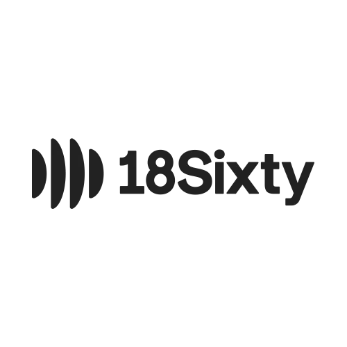 18Sixty company logo featuring sound wave icon and bold dark text, displayed in a logo strip on an SEO services page.