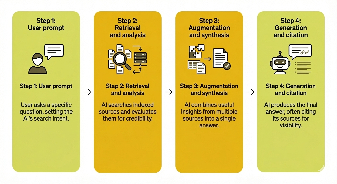 how LLM retrieval works in practice - 4 steps