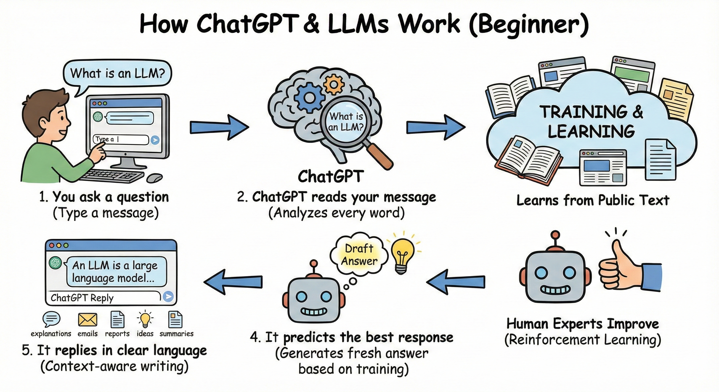 How ChatGPT and LLMs work - beginner flow