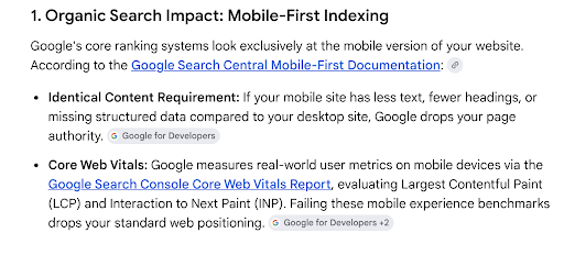 mobile-first indexing and Core Web Vitals for local SEO
