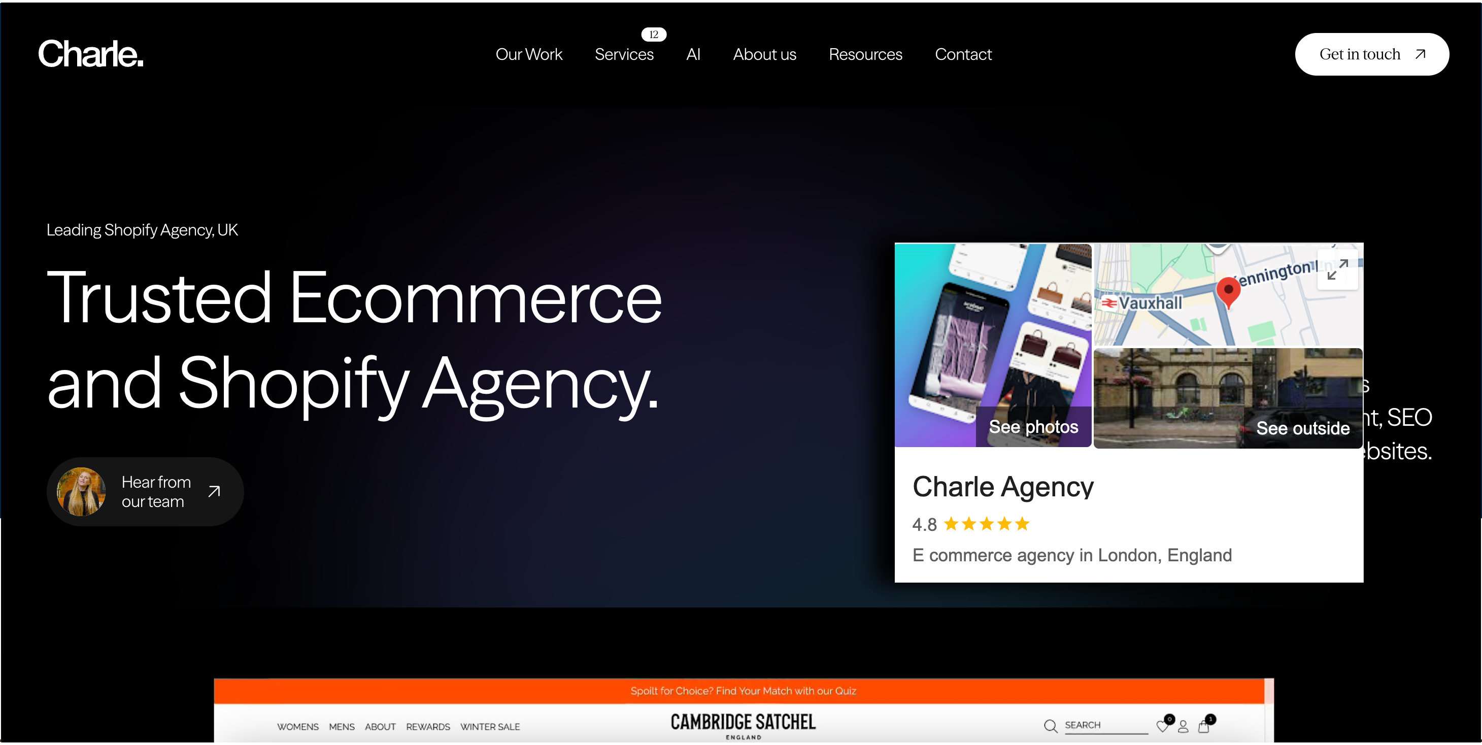 The Charle Agency homepage