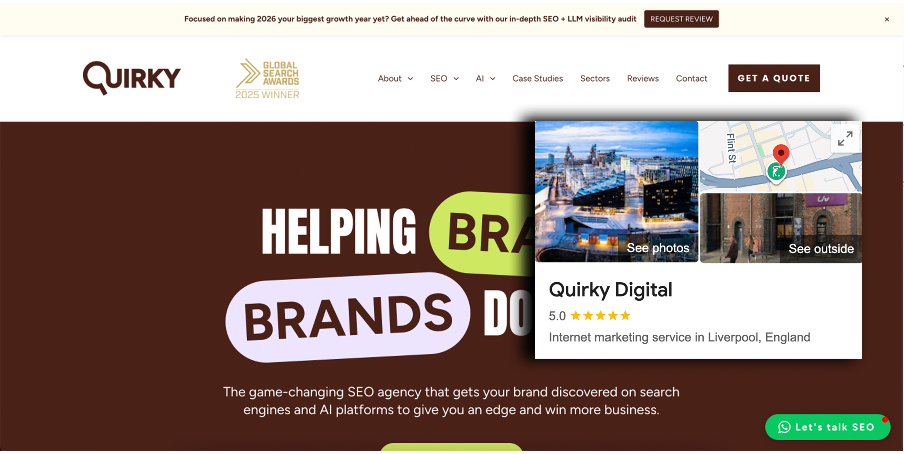 The Quirky Digital homepage