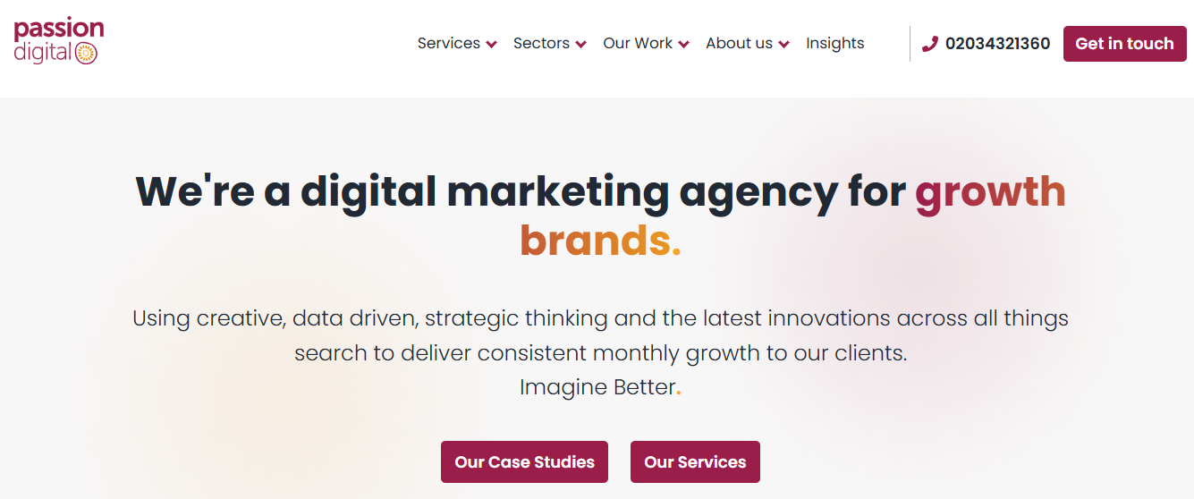 The Passion Digital homepage