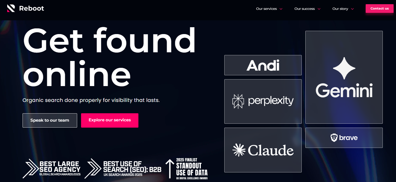 The Reboot Online homepage