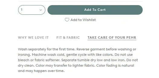Each product on Pehr comes with care instructions.