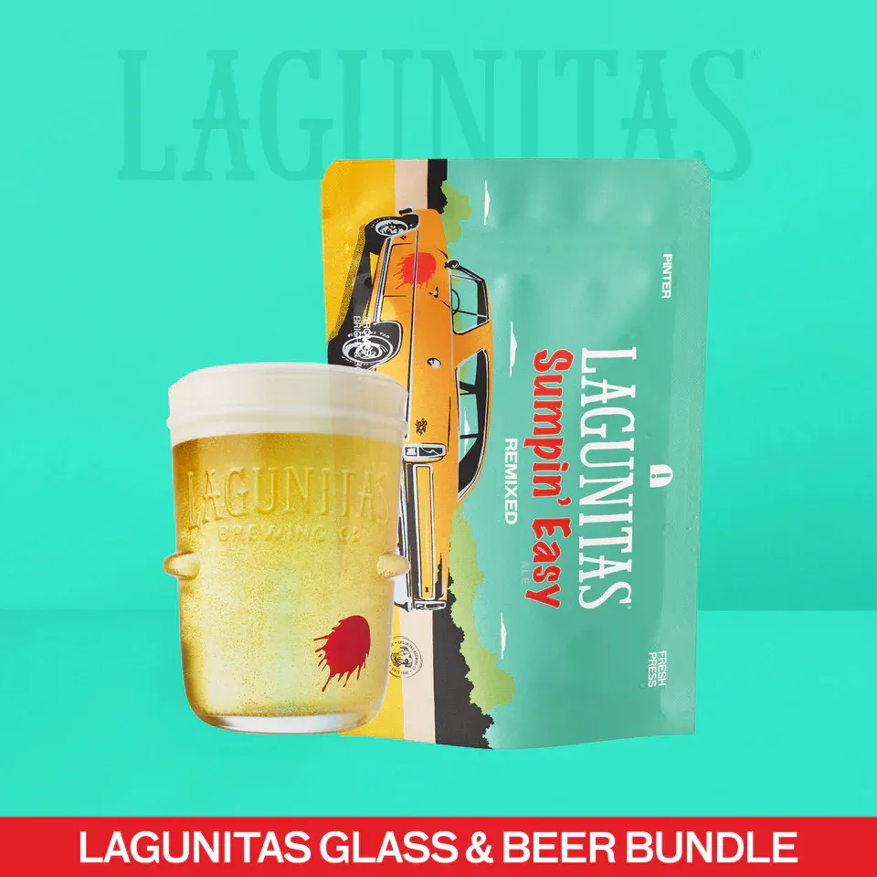 Product image: Lagunitas Sumpin' Easy Remixed Pinter pack with branded collaboration glass
