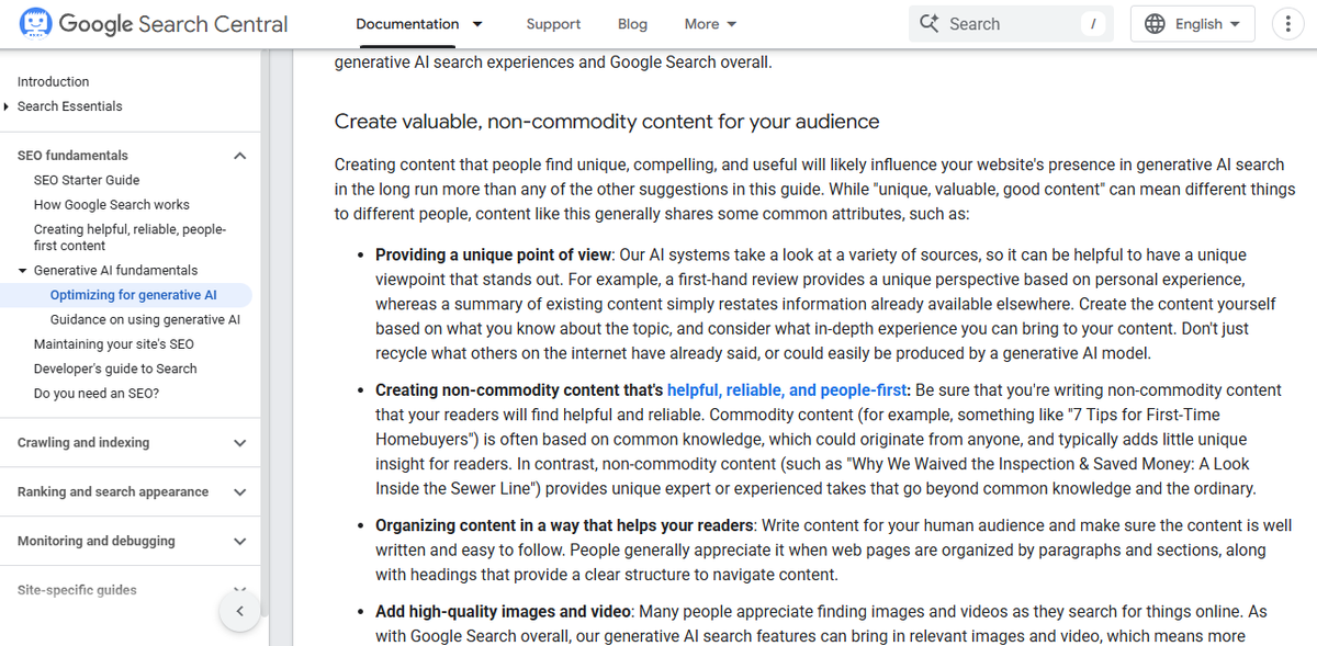 non-commodity content for GEO
