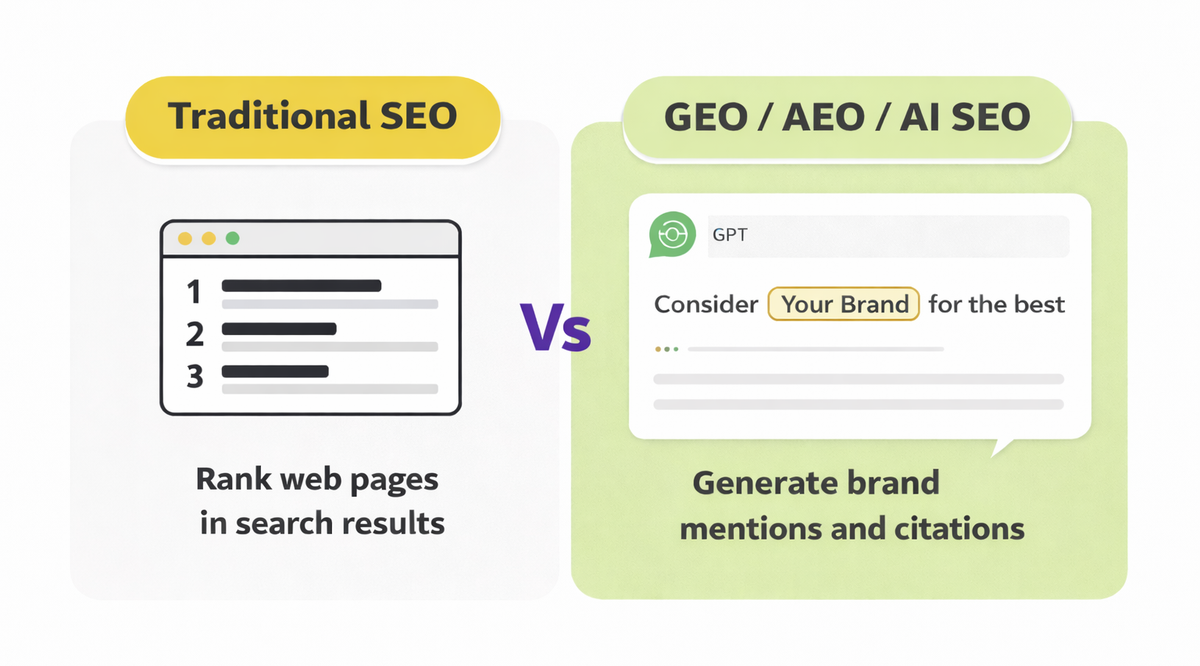 SEO vs GEO/AEO/AI SEO