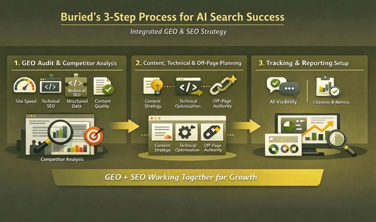 Buried's 3 step process for AI search success