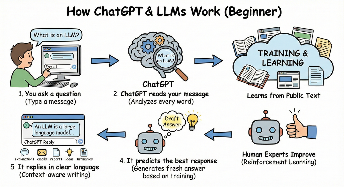 How ChatGPT and LLMs work - beginner flow