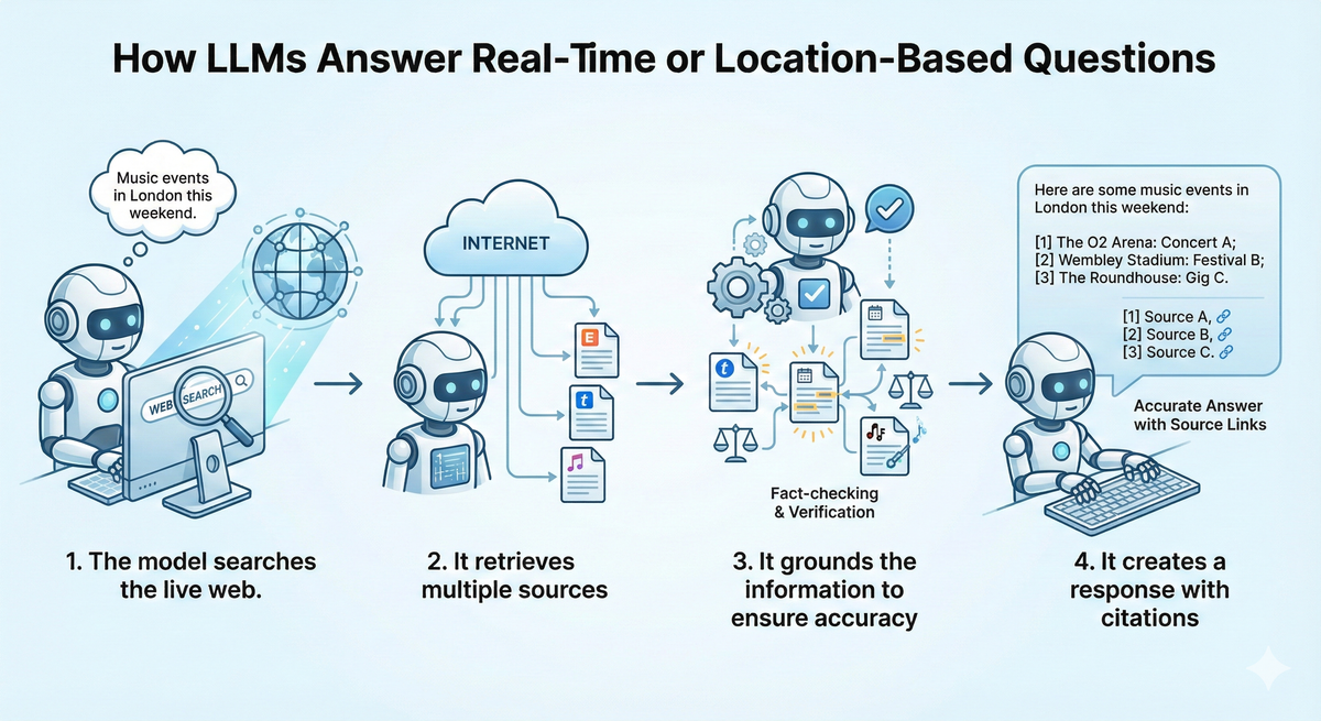 How LLMs answer real-time questions